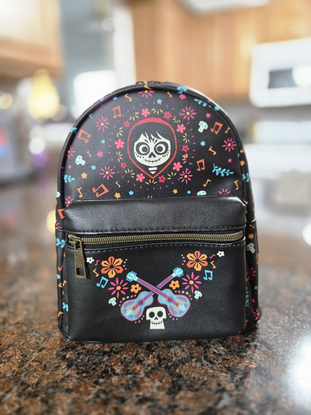 Loungefly Black Day of the Dead Floral Skull Mini Backpack